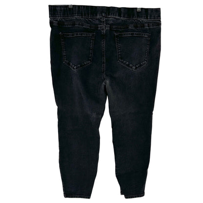 EVRI Jeggings Womens 18WS Mid Rise Black Stretch Denim Plus Size Short w Pockets