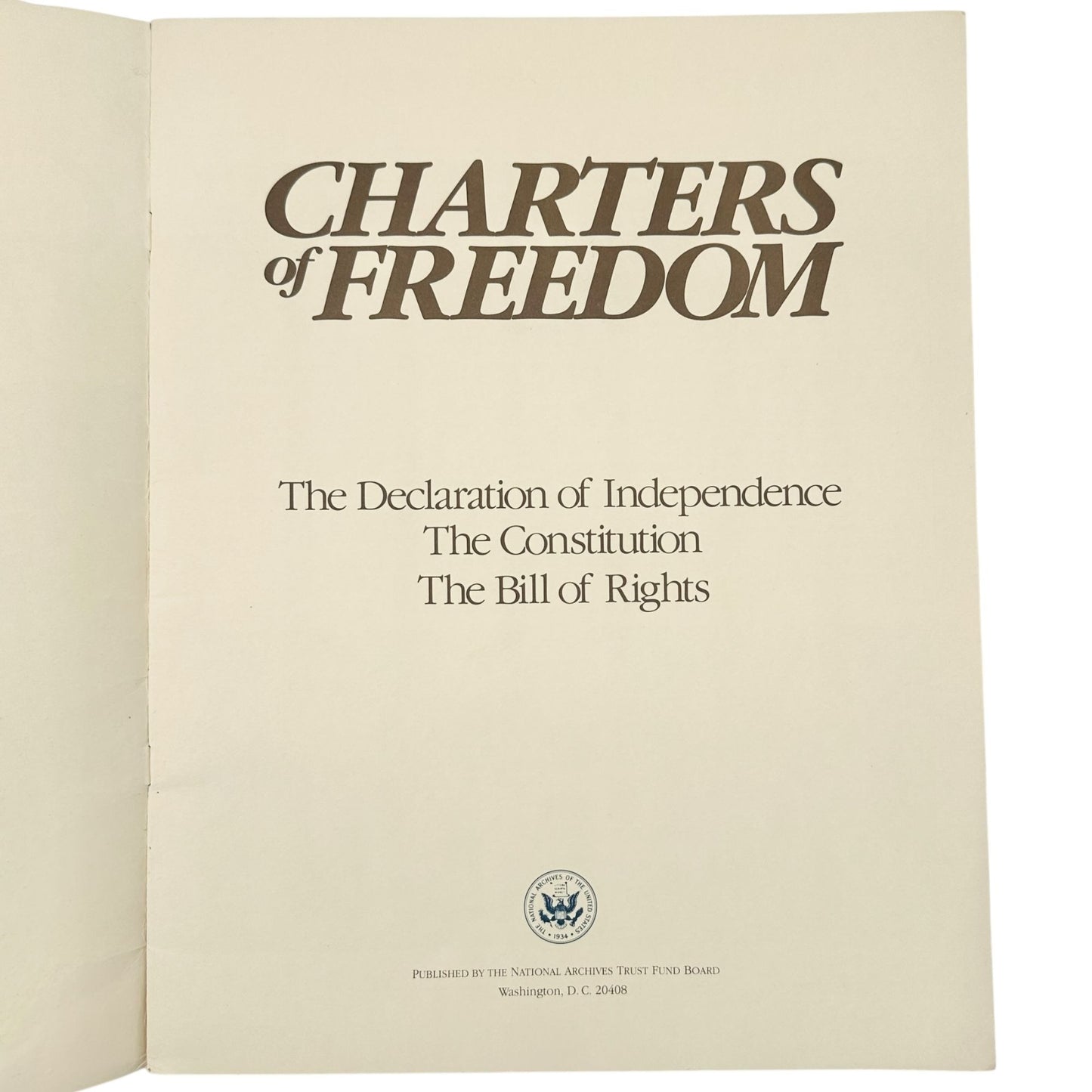 Charters Of Freedom Booklet Declaration Independence Constitution Bill Of Rights