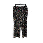 Womens 1X Black Floral Pull On Elastic Waist Wide Leg Pants by Roz & Ali