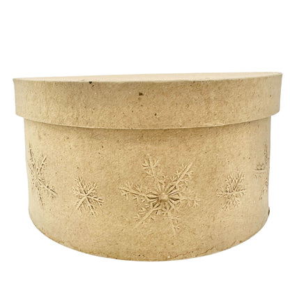 Decorative Kraft Paper Box 8 inch Tan Embossed Snowflakes