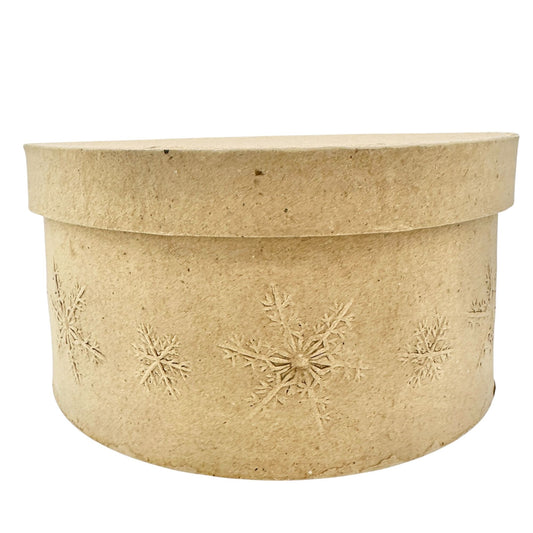 Decorative Kraft Paper Box 8 inch Tan Embossed Snowflakes