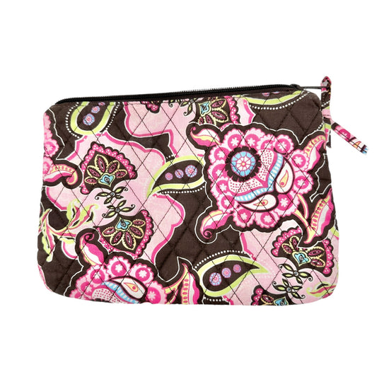 Tanya Lee Quilted Floral Zippered Pouch Make Up Travel Bag Pink Brown 6.5 x 9.5