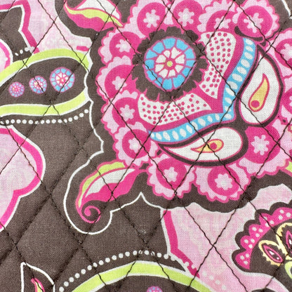 Tanya Lee Quilted Floral Zippered Pouch Make Up Travel Bag Pink Brown 6.5 x 9.5