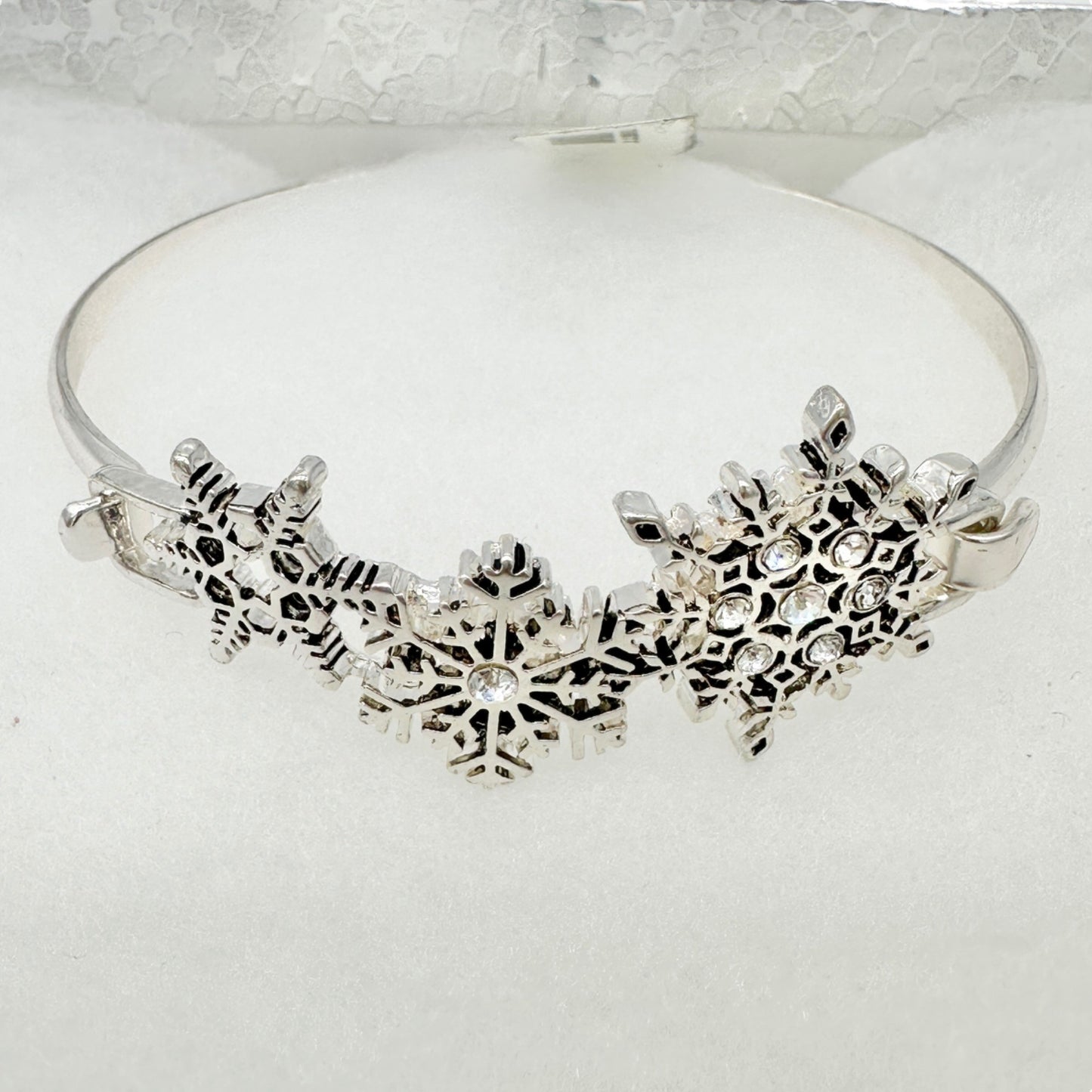 Snowflake Jewelry Set Earrings and Bracelet Icon Collection Silver Tone Winter