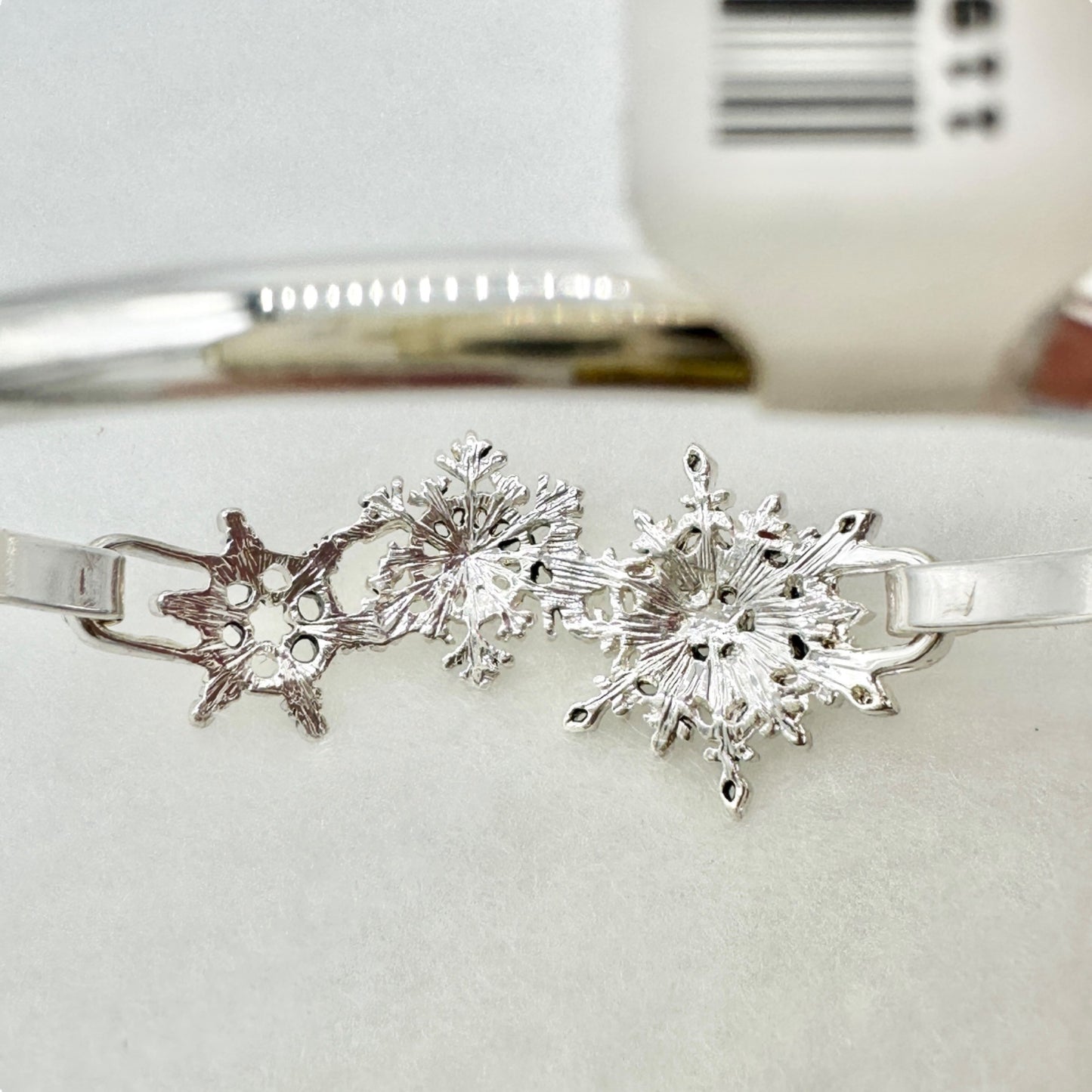 Snowflake Jewelry Set Earrings and Bracelet Icon Collection Silver Tone Winter