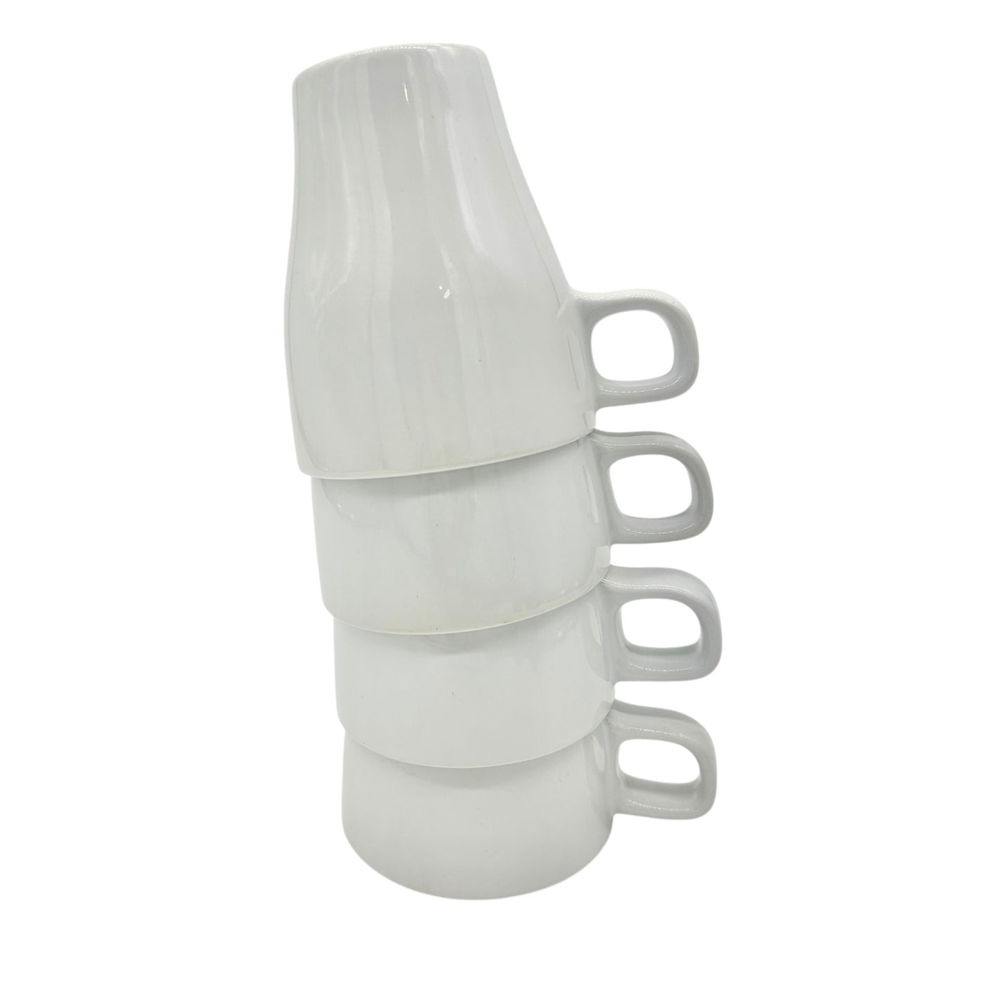 IKEA FARGRIK Stackable White Mugs 8 oz Set Of 4 Dishwasher Microwave Safe