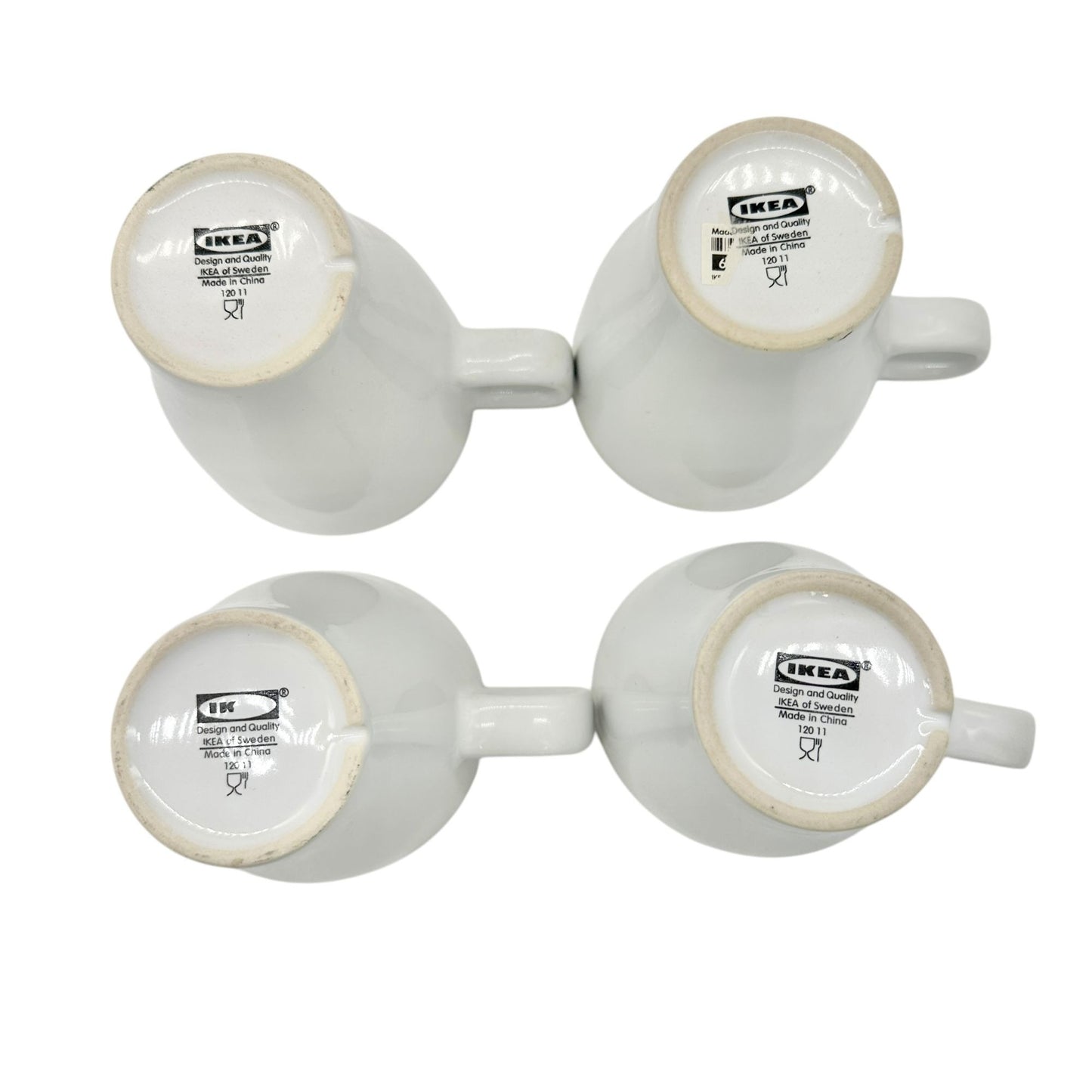 IKEA FARGRIK Stackable White Mugs 8 oz Set Of 4 Dishwasher Microwave Safe