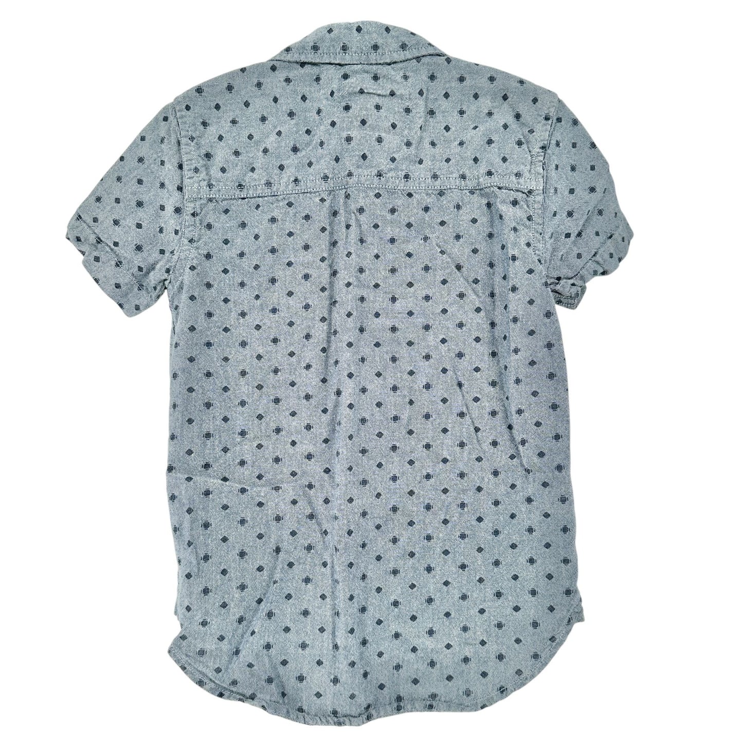 J.A.C.H.S. Shirt Kids S (4) Blue Short Sleeve Button-Up Diamond Pattern Cotton