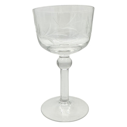 Vintage Clear Etched Crystal Stemmed Glass With Floral Design