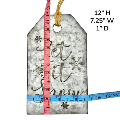 Galvanized Metal Holiday Wall Décor Set Let It Snow Be Merry Bright Twine Hanger
