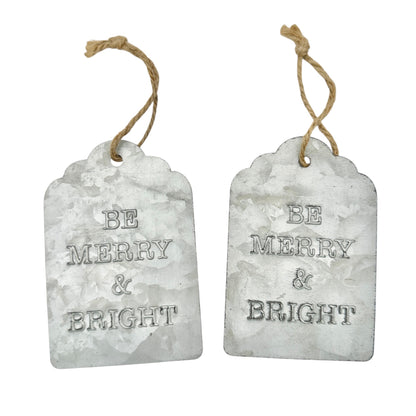 Galvanized Metal Holiday Wall Décor Set Let It Snow Be Merry Bright Twine Hanger