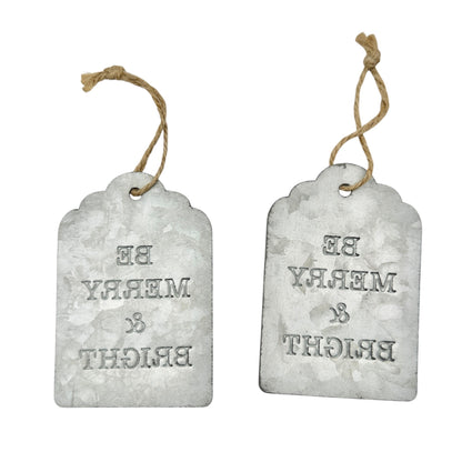 Galvanized Metal Holiday Wall Décor Set Let It Snow Be Merry Bright Twine Hanger