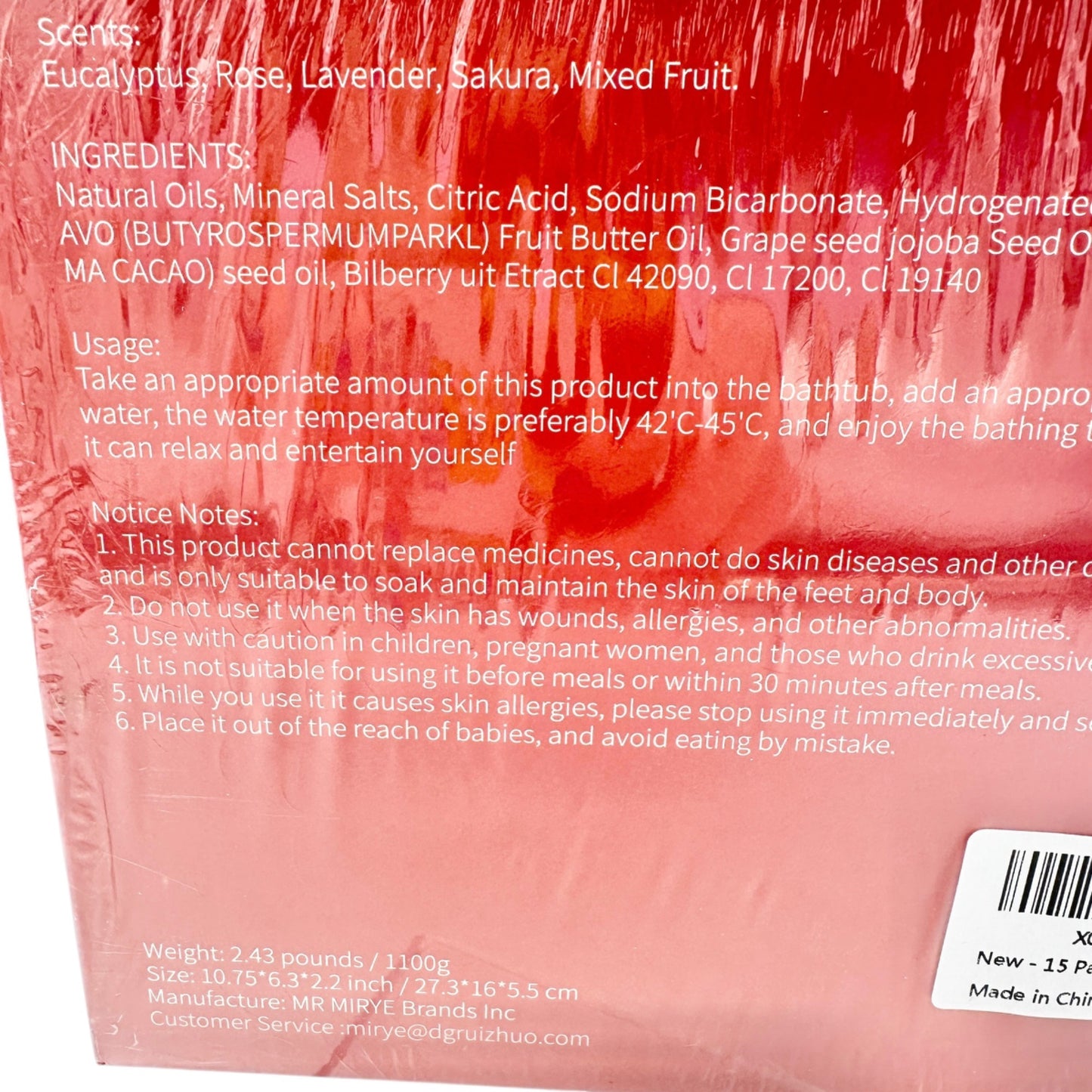 15 Pack Christmas Bath Bomb Gift Set Eucalyptus Rose Lavender Mixed Fruit Scents