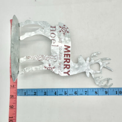 Metal Reindeer Christmas Tabletop Decor With Merry And Noel Text 10 Inches Tall