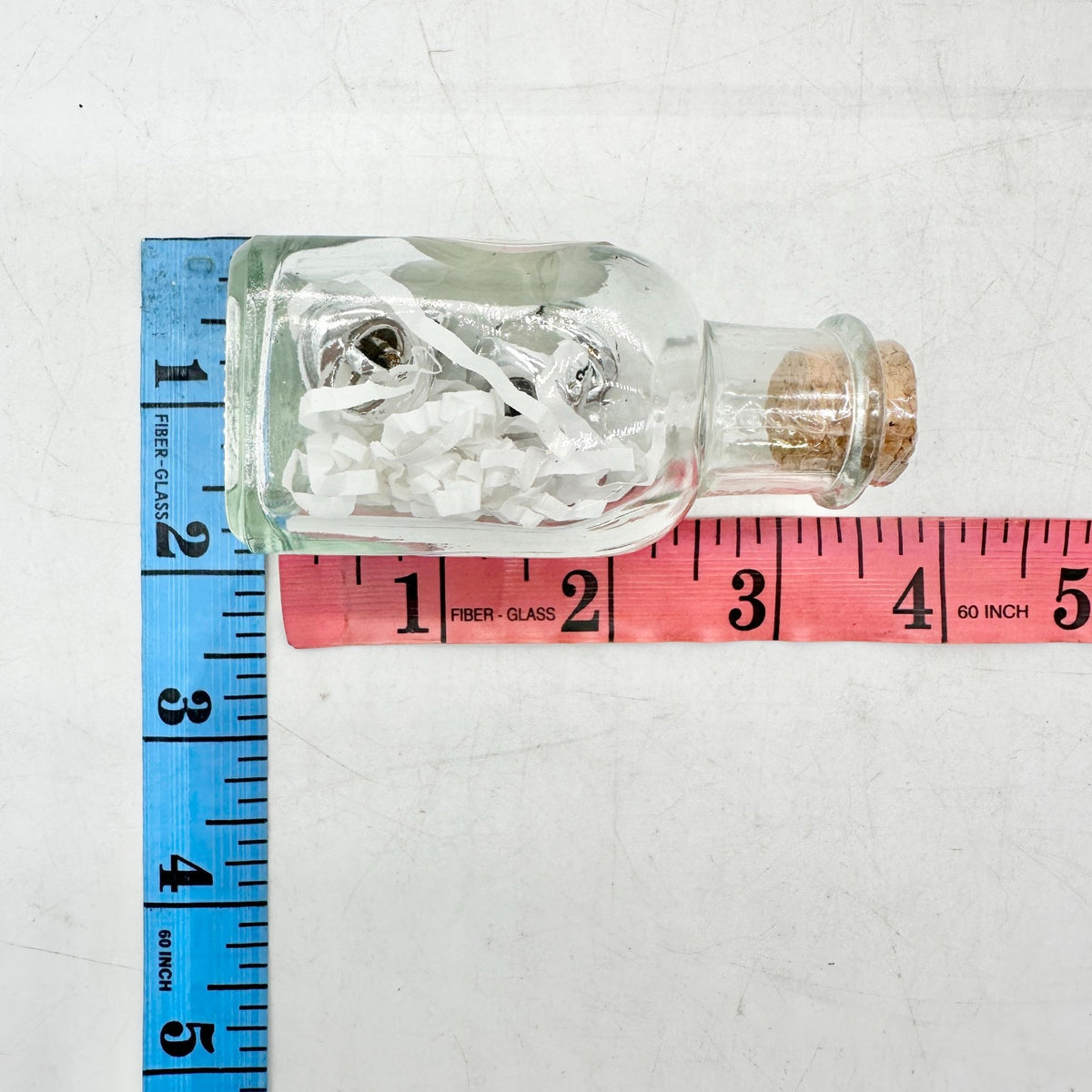 Glass Bottle Jar Silver Bells Christmas Holiday Decor 3.5 x 1.3 NIP