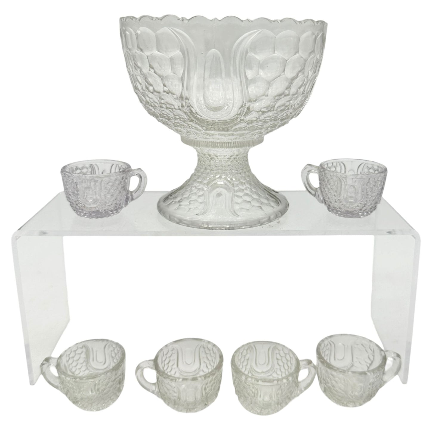 Federal Glass 1914 Wabash 7pc Punch Set Childrens Size Tulip & Honeycomb Pattern