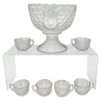 Federal Glass 1914 Wabash 7pc Punch Set Childrens Size Tulip & Honeycomb Pattern