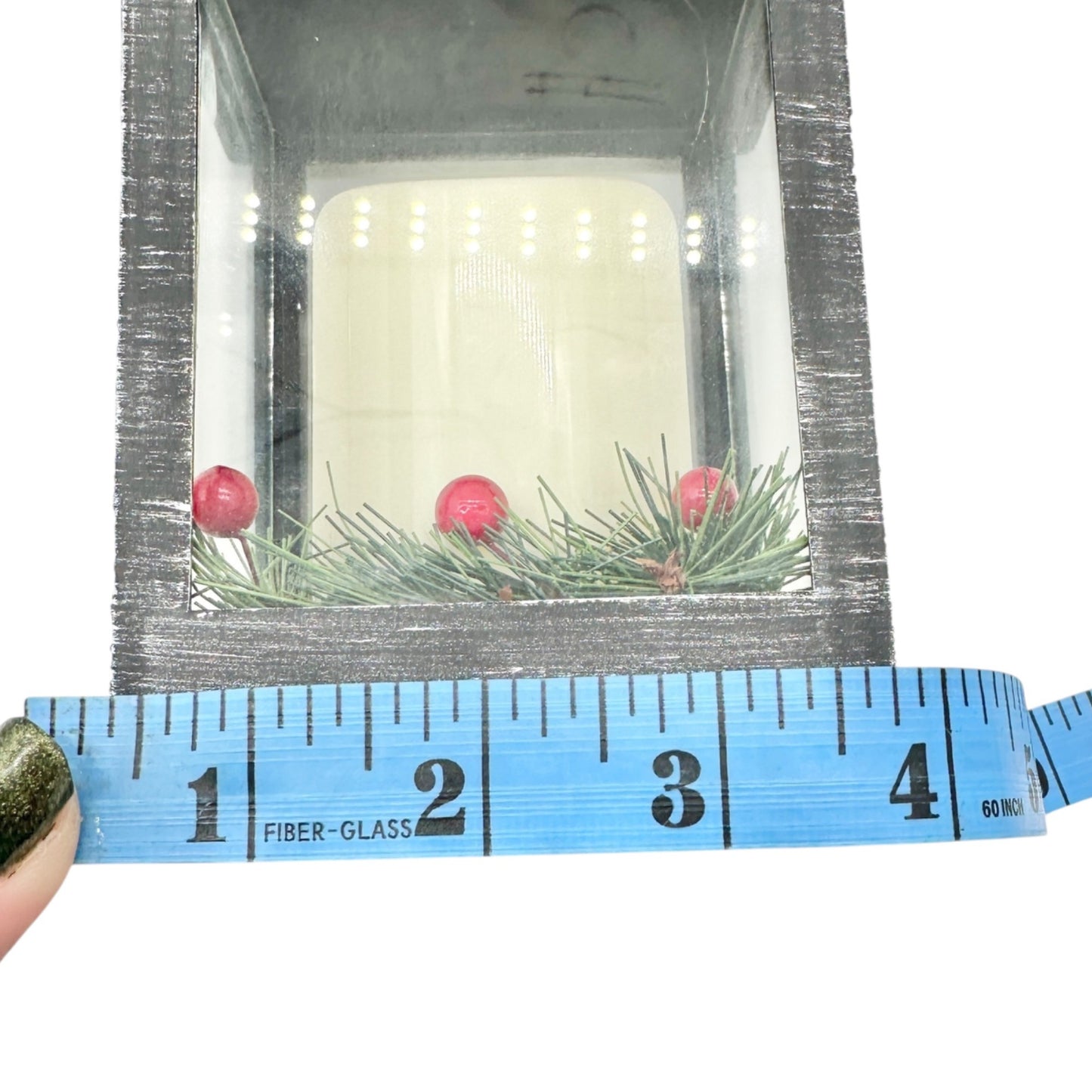 Christmas Lantern With LED Candle Black Silver Plastic Battery Operated WORKS