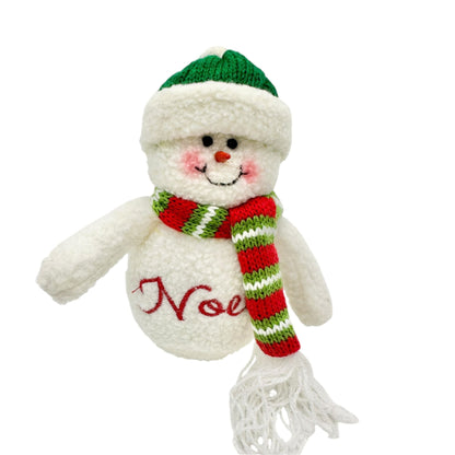 Plush Fuzzy Snowman Noel Ornament Christmas Holiday  5.5"