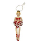 Ballerina Jointed Peg Ornament Doll Gold Crown Red Tutu 6 Inches Hand-Painted