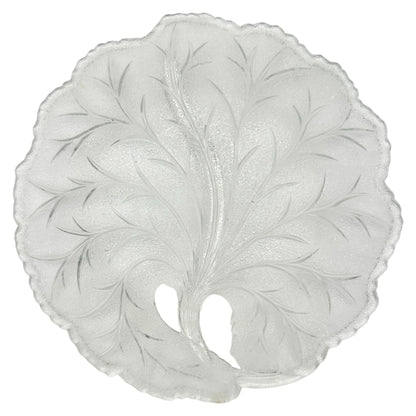 Clear Glass Serving Plate Etched 10-Inch Tree Design With Two Sections