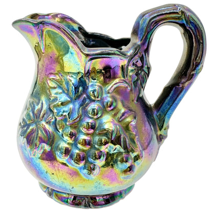 Vintage Lusterware 5pc Set Pitcher Stand Lidded Sugar Creamer Grapevine Embossed