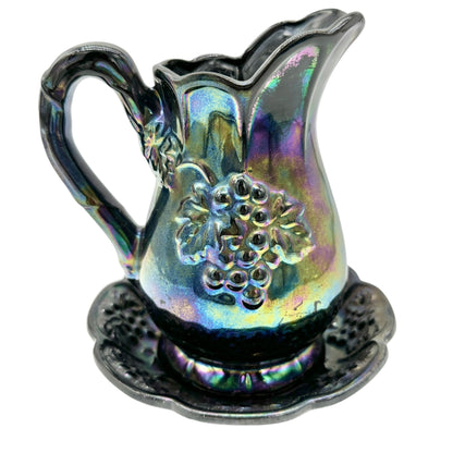 Vintage Lusterware 5pc Set Pitcher Stand Lidded Sugar Creamer Grapevine Embossed