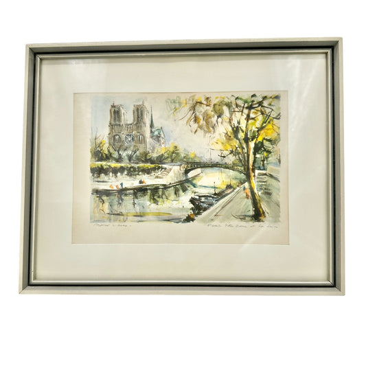 Framed Artwork Paris Notre-Dame Et La Seine By Marius Girard 9.5 X 7.5 Frame