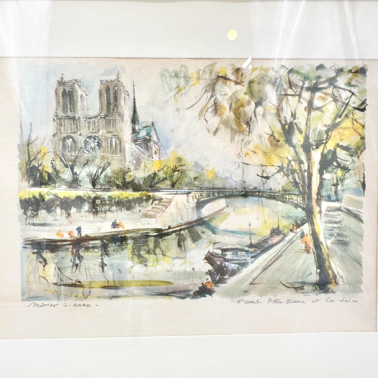 Framed Artwork Paris Notre-Dame Et La Seine By Marius Girard 9.5 X 7.5 Frame