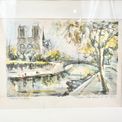 Framed Artwork Paris Notre-Dame Et La Seine By Marius Girard 9.5 X 7.5 Frame