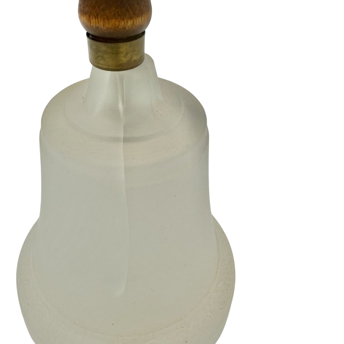 Butterfly Design Frosted Glass Bell With Wooden Handle 8.5"H Decorative Accent