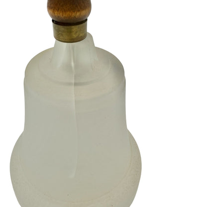 Butterfly Design Frosted Glass Bell With Wooden Handle 8.5"H Decorative Accent