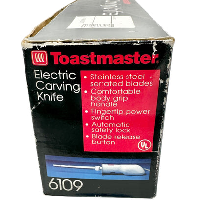 Toastmaster 6109 Electric Carving Knife Stainless Steel Serrated Blade & Manual