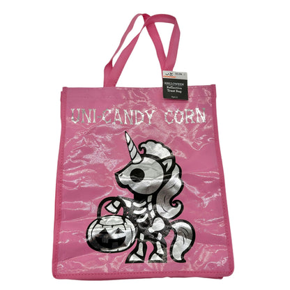 Way To Celebrate Halloween Reflective Treat Bag Uni-Candy Corn Pink 14x12x3