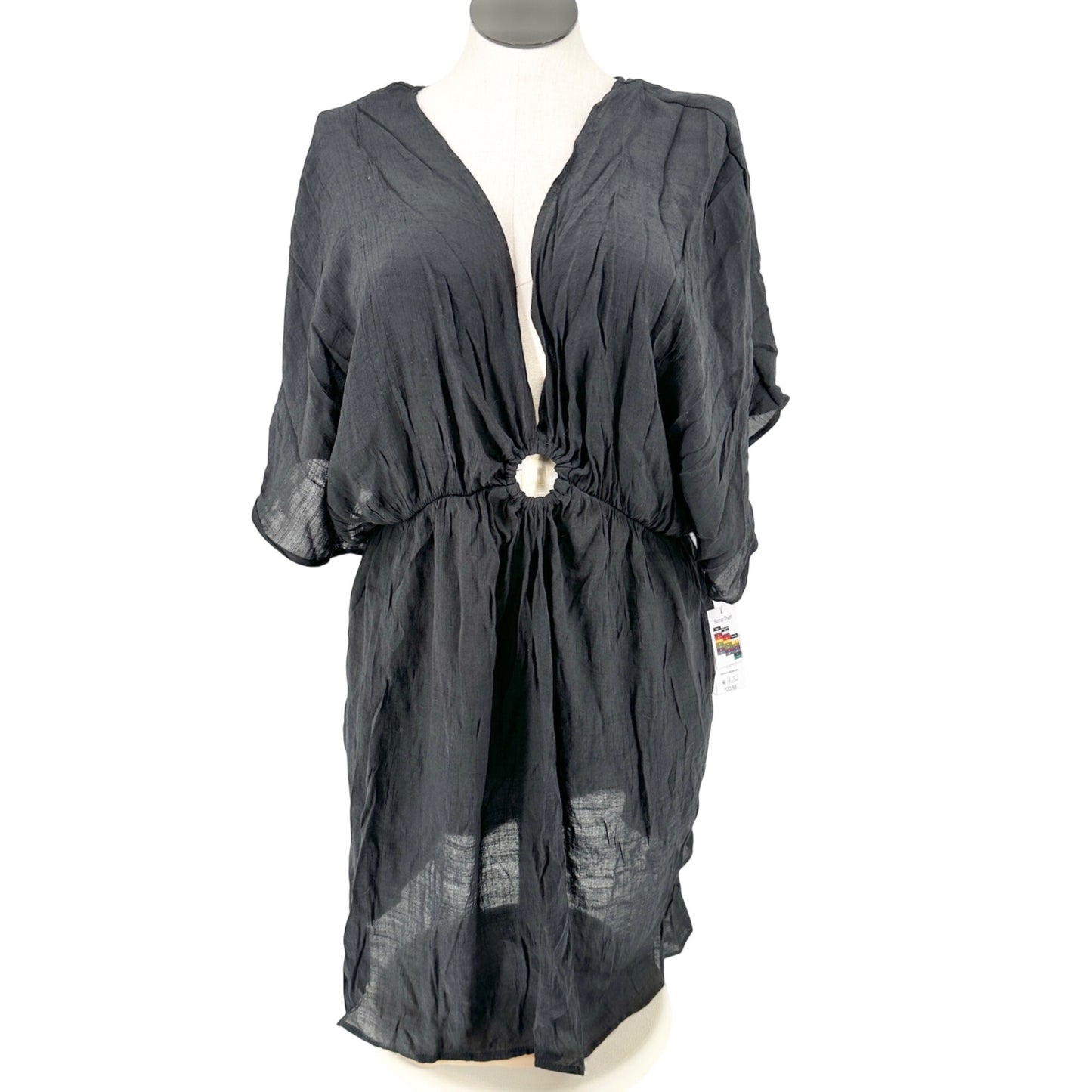 Time And Tru Cover Up Dress With Ring Detail Womens 2X 20-22 Black Lightweight