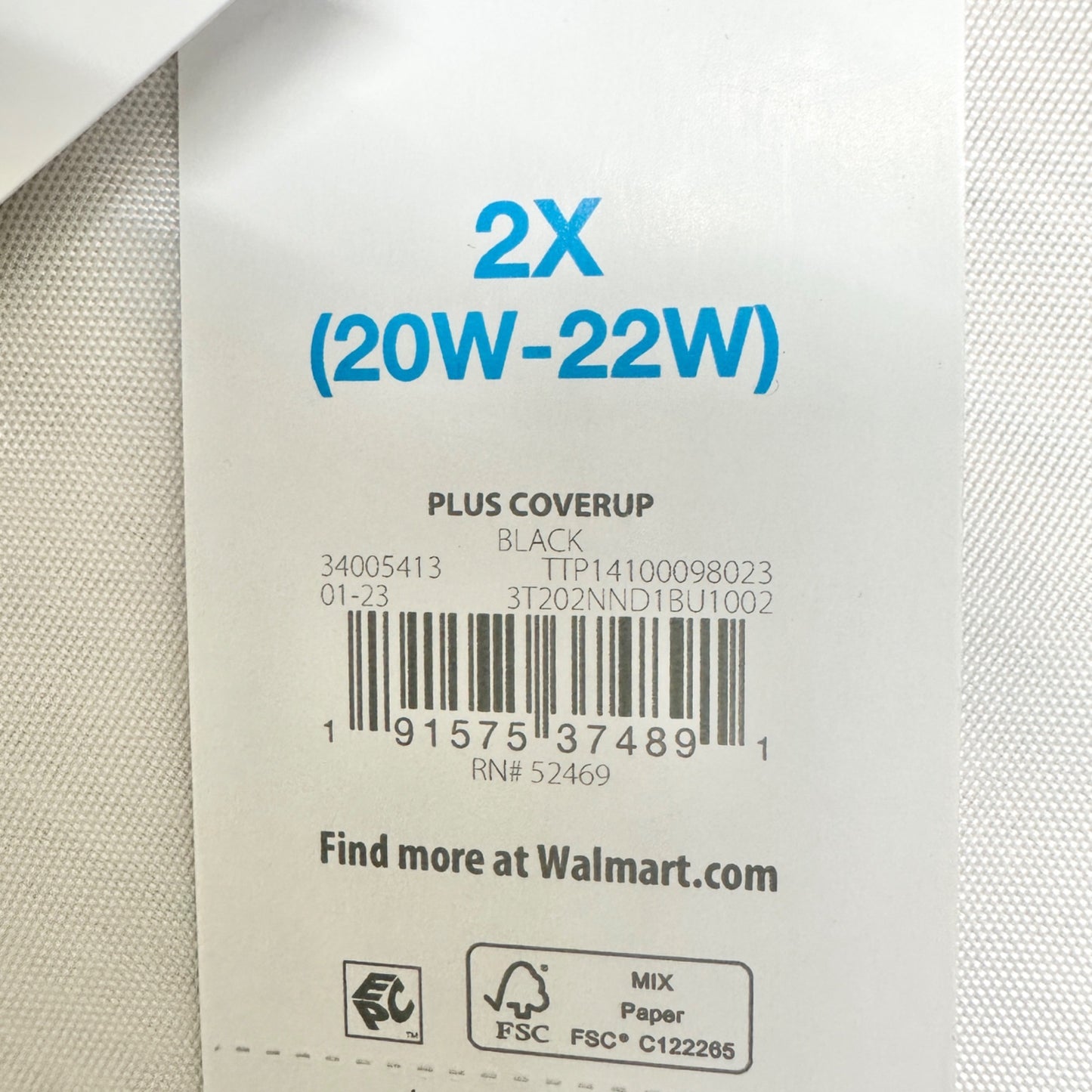 Time And Tru Cover Up Dress With Ring Detail Womens 2X 20-22 Black Lightweight