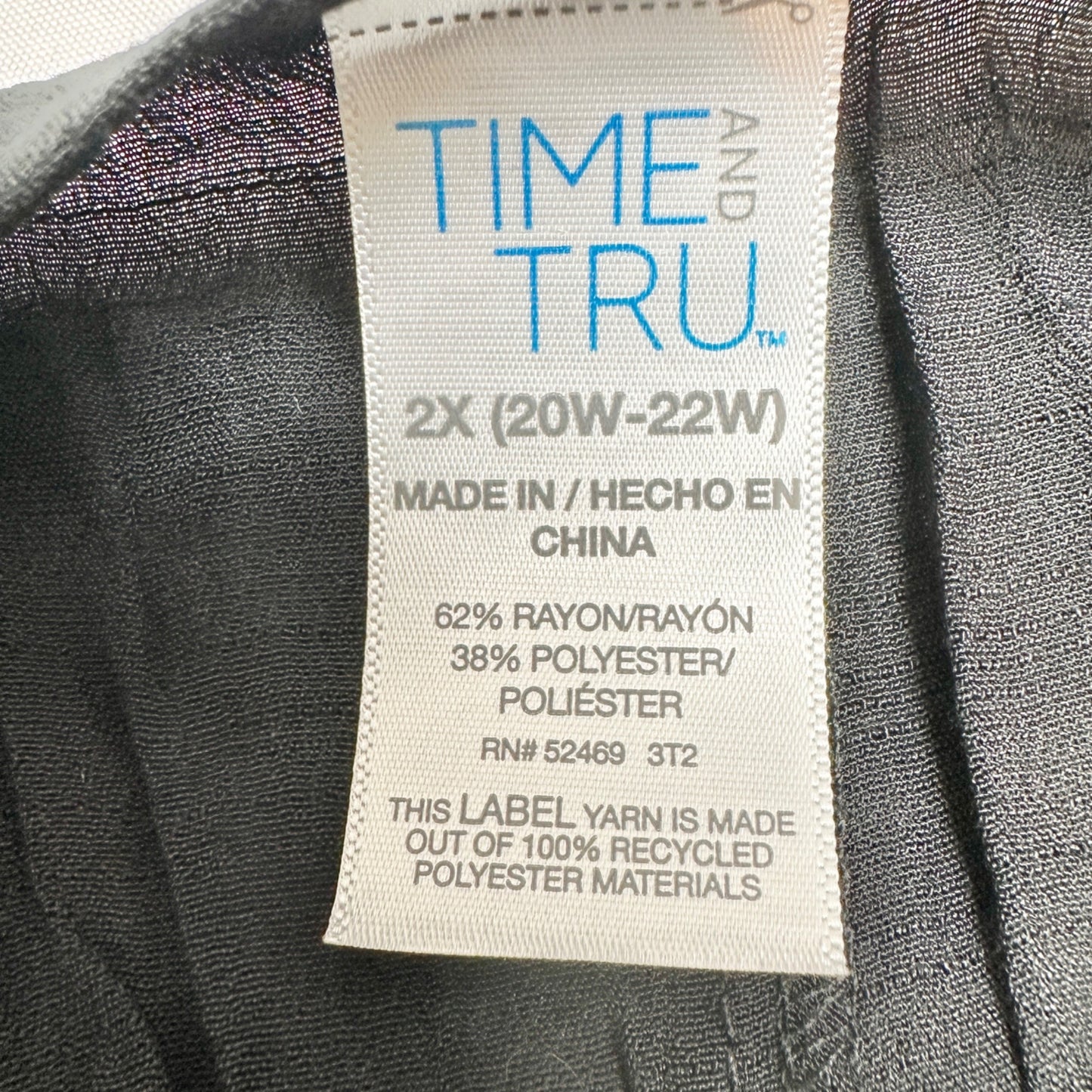 Time And Tru Cover Up Dress With Ring Detail Womens 2X 20-22 Black Lightweight