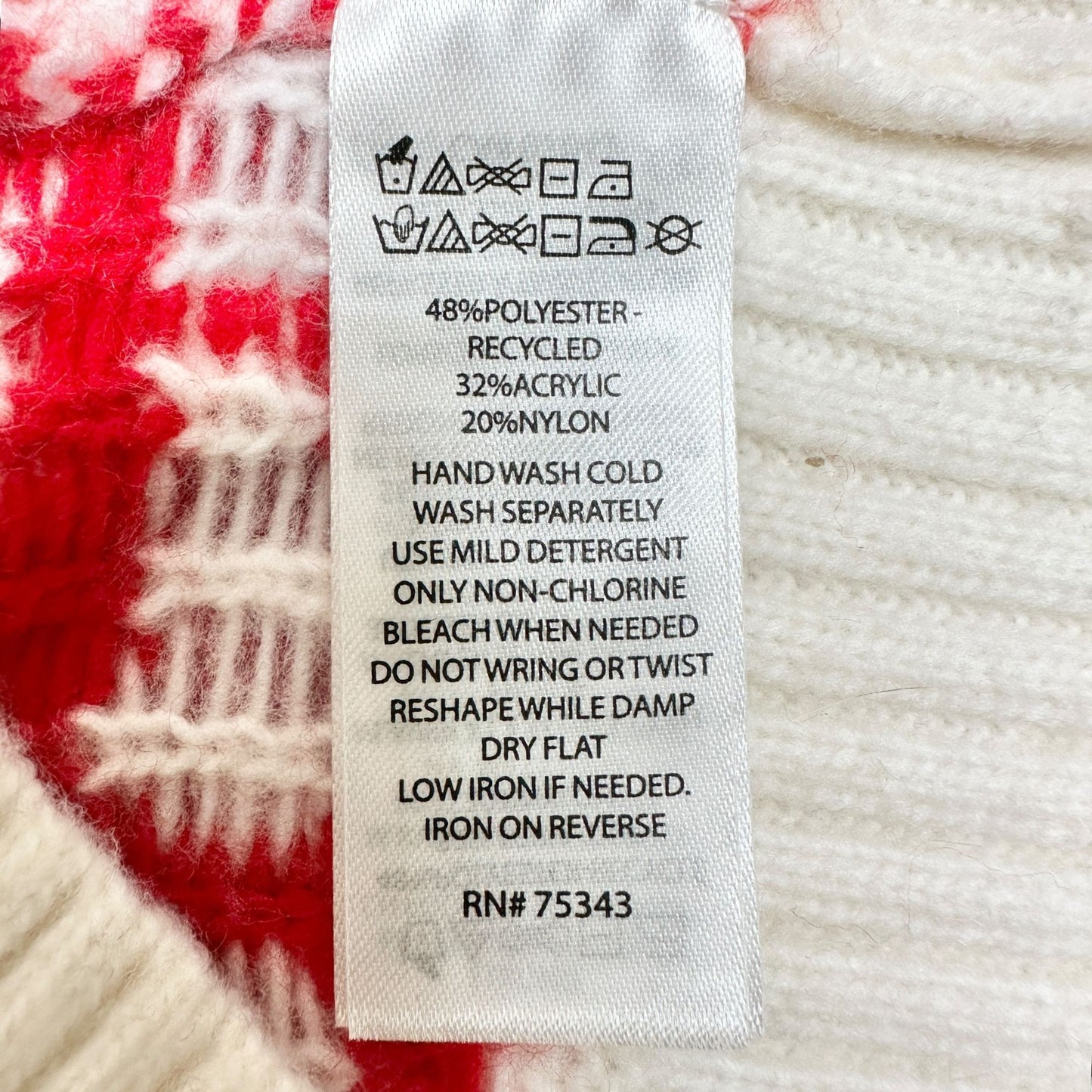 Jessica Simpson Half-Zip Turtleneck Sweater Red White Holiday Tree Heart Pattern