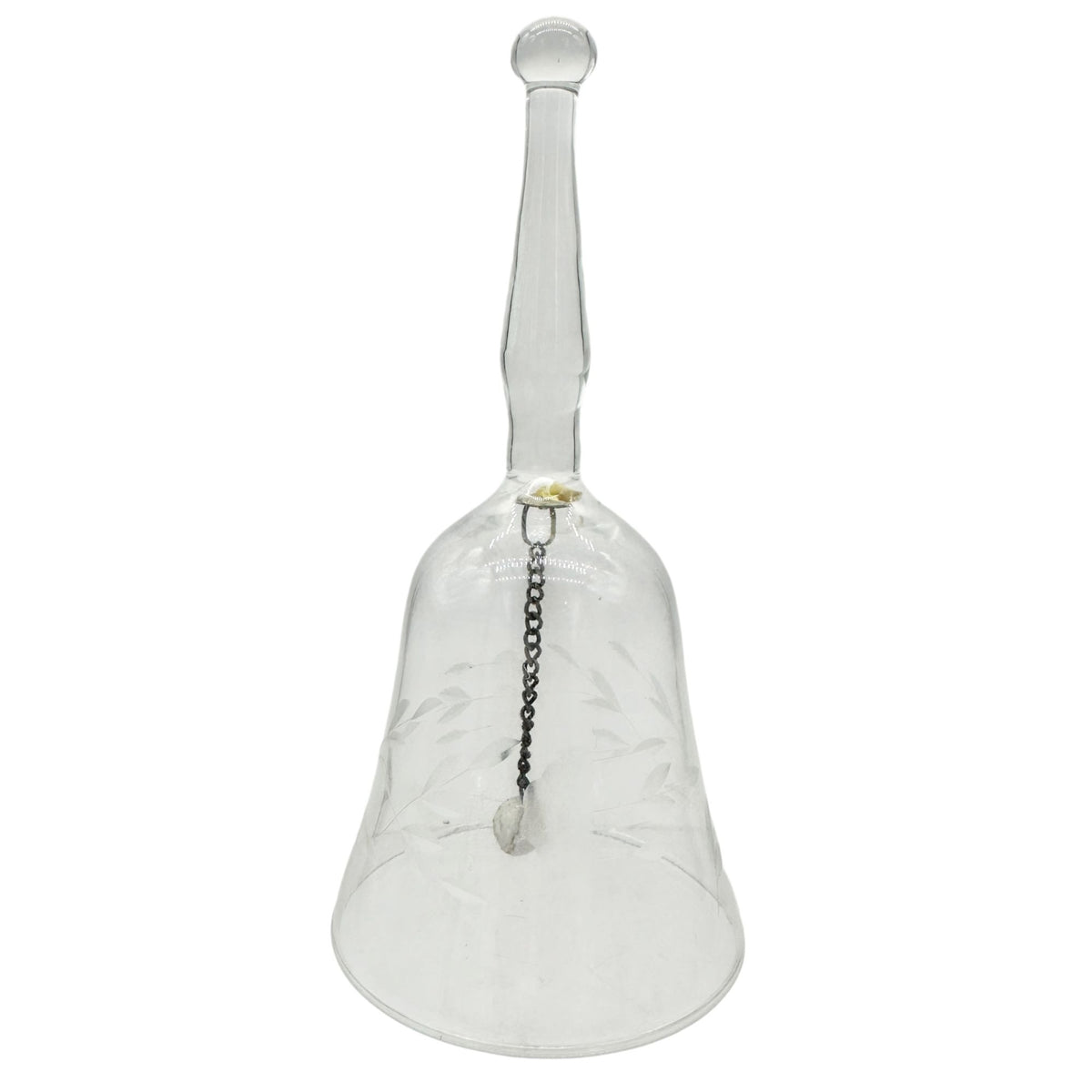 Clear Glass Bell With Etched Floral Design Crystal Clapper 6 Inches