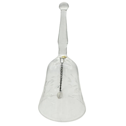 Clear Glass Bell With Etched Floral Design Crystal Clapper 6 Inches