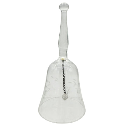 Clear Glass Bell With Etched Floral Design Crystal Clapper 6 Inches