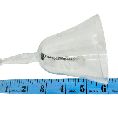 Clear Glass Bell With Etched Floral Design Crystal Clapper 6 Inches