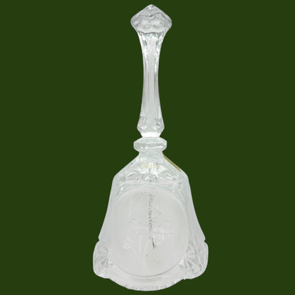 Lead Crystal Decorative Bell With Etched Rose Design Made In Taiwan 8" Tall