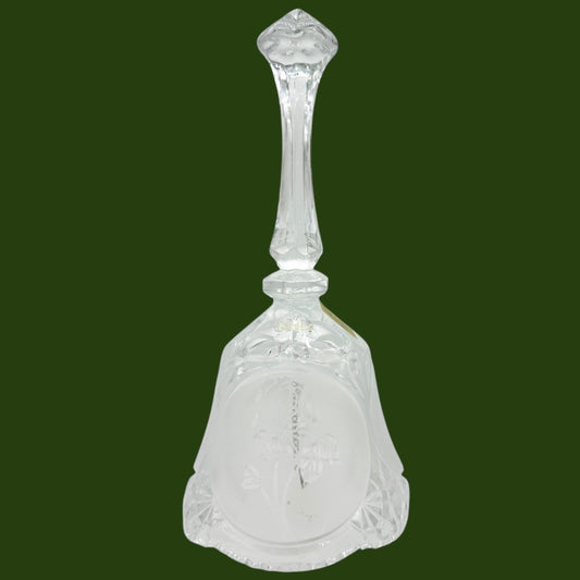 Lead Crystal Decorative Bell With Etched Rose Design Made In Taiwan 8" Tall