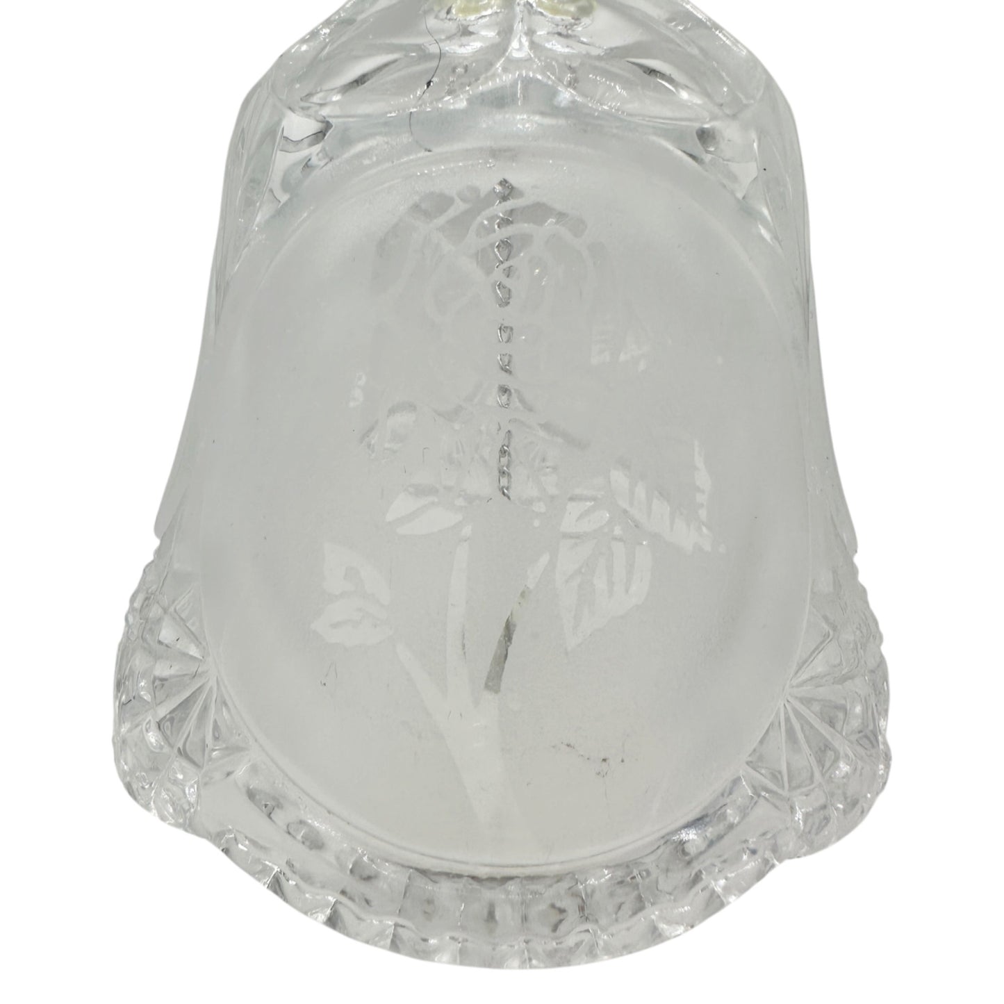 Lead Crystal Decorative Bell With Etched Rose Design Made In Taiwan 8" Tall