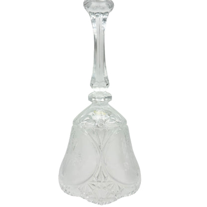 Lead Crystal Decorative Bell With Etched Rose Design Made In Taiwan 8" Tall