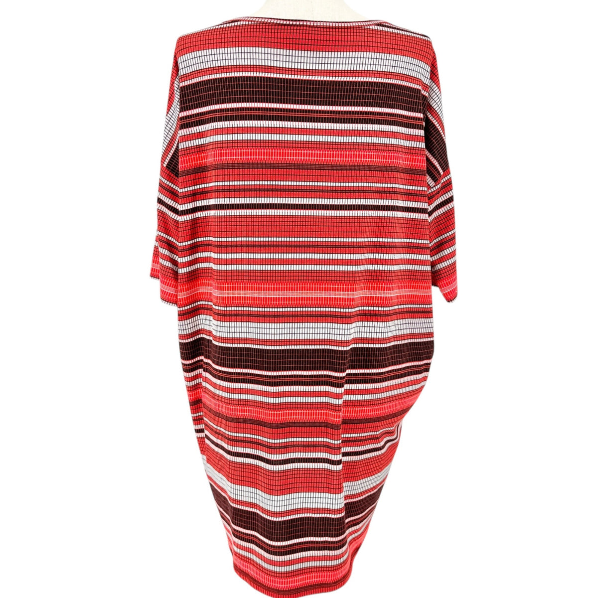 LuLaRoe Irma Tunic Womens XL Red Black Stripe Hi Low Hem Relaxed Fit Oversized