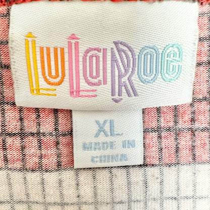 LuLaRoe Irma Tunic Womens XL Red Black Stripe Hi Low Hem Relaxed Fit Oversized