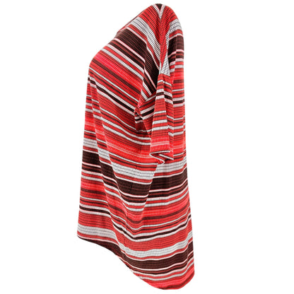 LuLaRoe Irma Tunic Womens XL Red Black Stripe Hi Low Hem Relaxed Fit Oversized