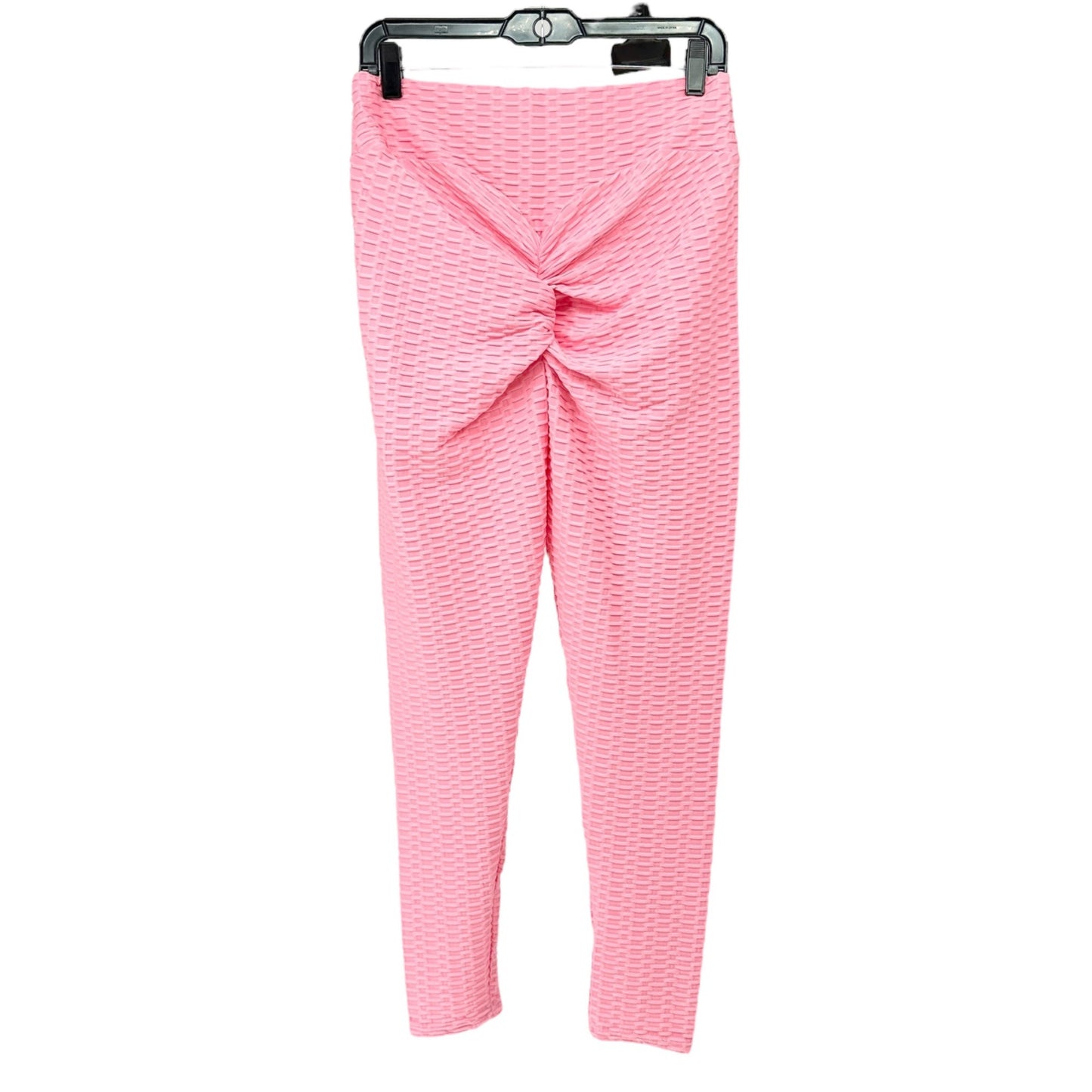 Textured Scrunch Butt Leggings Womens XXL Pink High-Waisted Poly Spandex Blend